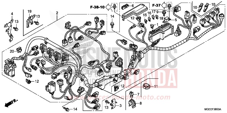 FAISCEAU DES FILS de VFR1200F DCT CANDY PROMINENCE RED (R342) 2015